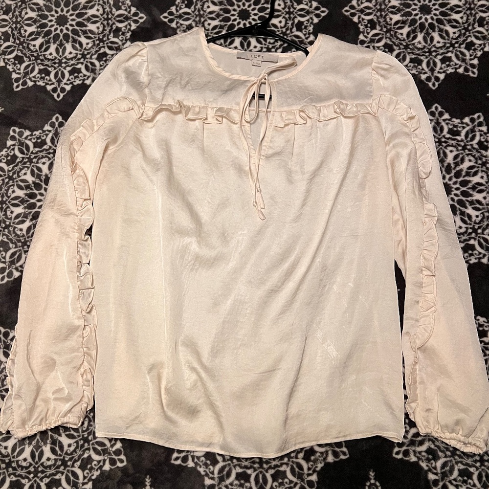 Loft silky tie front top